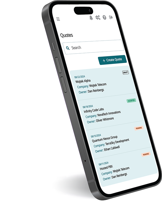 white label voip & ucaas phone that shows the ViiBE platform quoting a customer in real time.