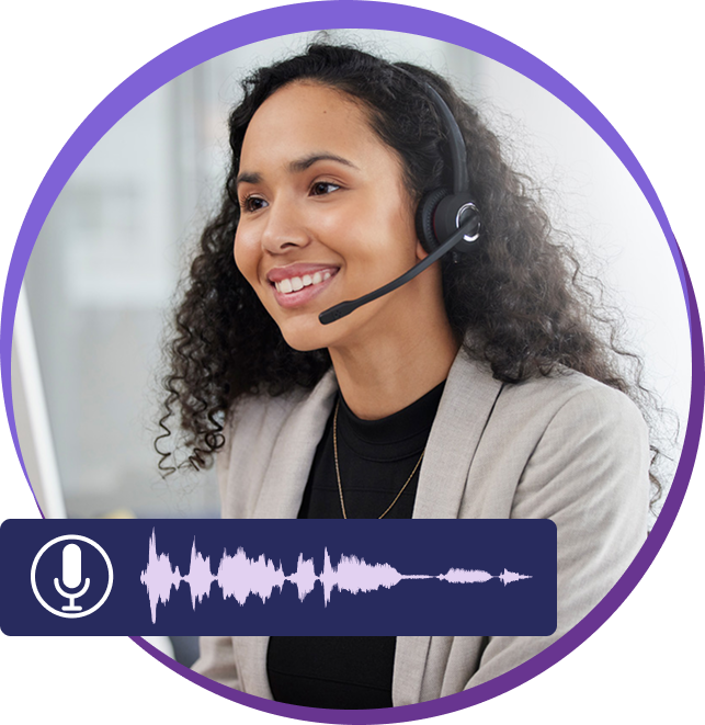 A woman wearing a telephone headset