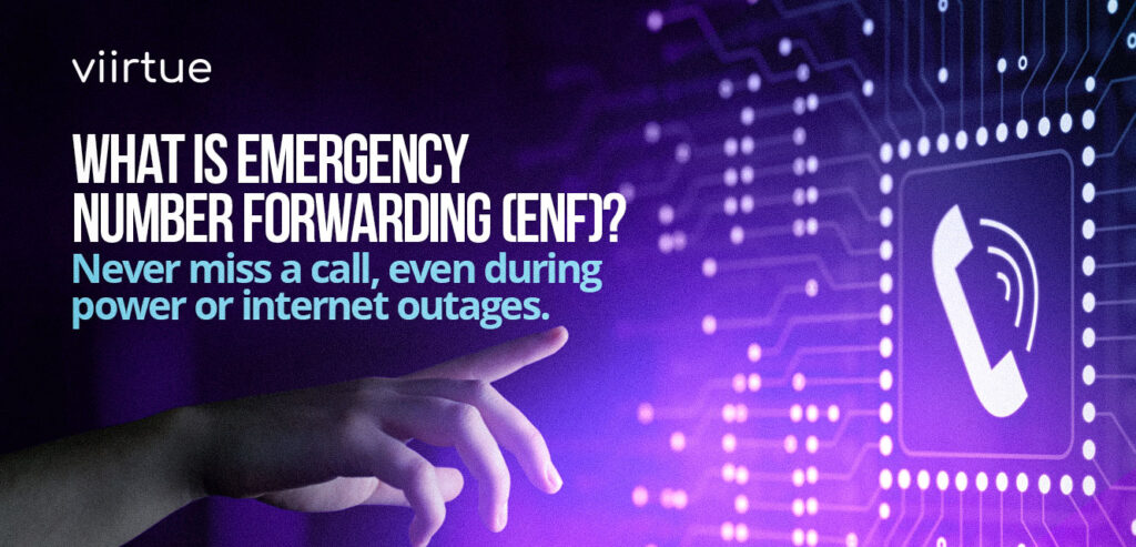 Emergency number forwarding header image stylized with text. A person is reaching out for a dial button.