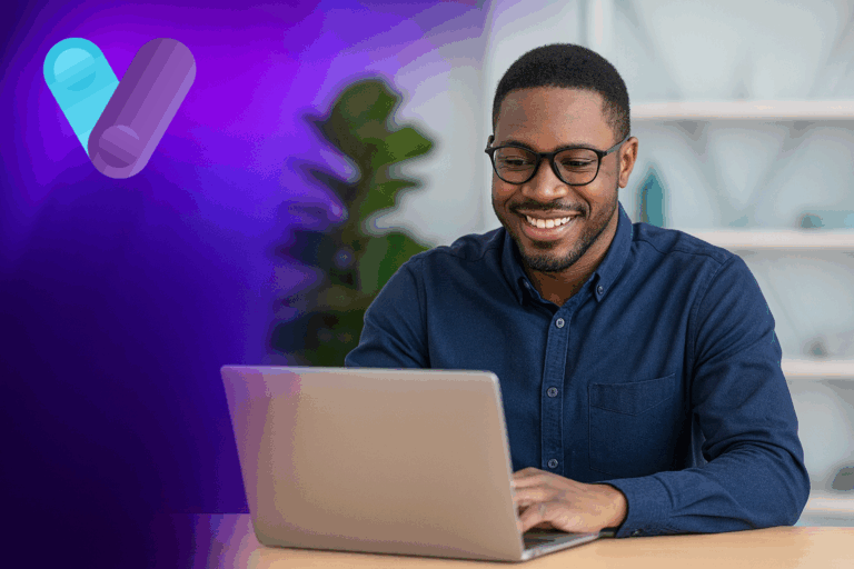 An MSP owner and Viirtue white label voip partner is using number porting excitedly on his laptop.